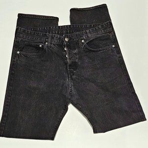Men's Black-wash Straight Regular Jeans size 33 waist 34 length